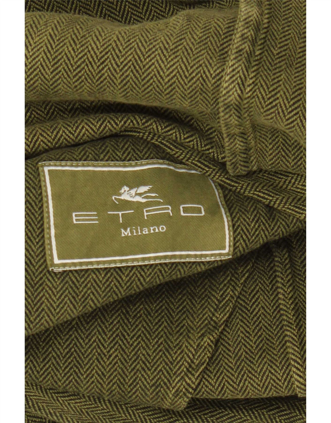 Etro Giacca blazer a 3 bottoni da uomo IT 48 Verde medio a spina di pesce