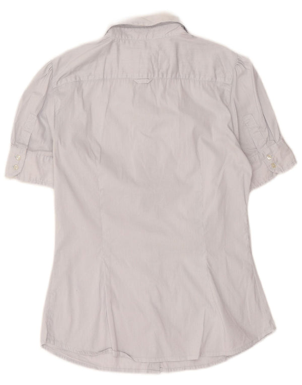 Camicia a maniche corte da donna Zara UK 14 gessato bianco medio