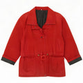 Soprabito vintage da donna oversize in pelle scamosciata EU 44 XL color block rosso