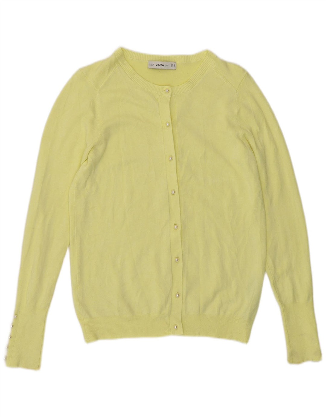 Maglione cardigan da donna Zara UK 10 piccolo in viscosa gialla