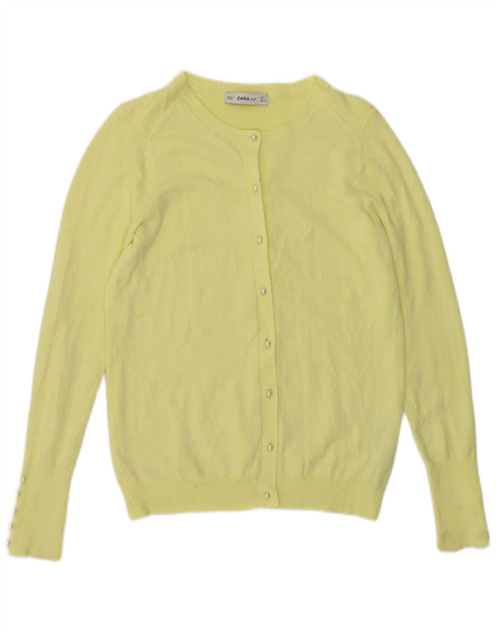 Maglione cardigan da donna Zara UK 10 piccolo in viscosa gialla