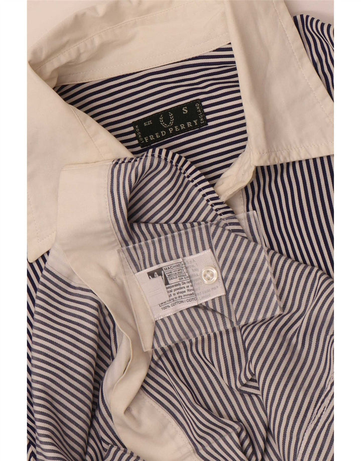 Camicia da donna Fred Perry UK 10 Small Cotone gessato blu navy
