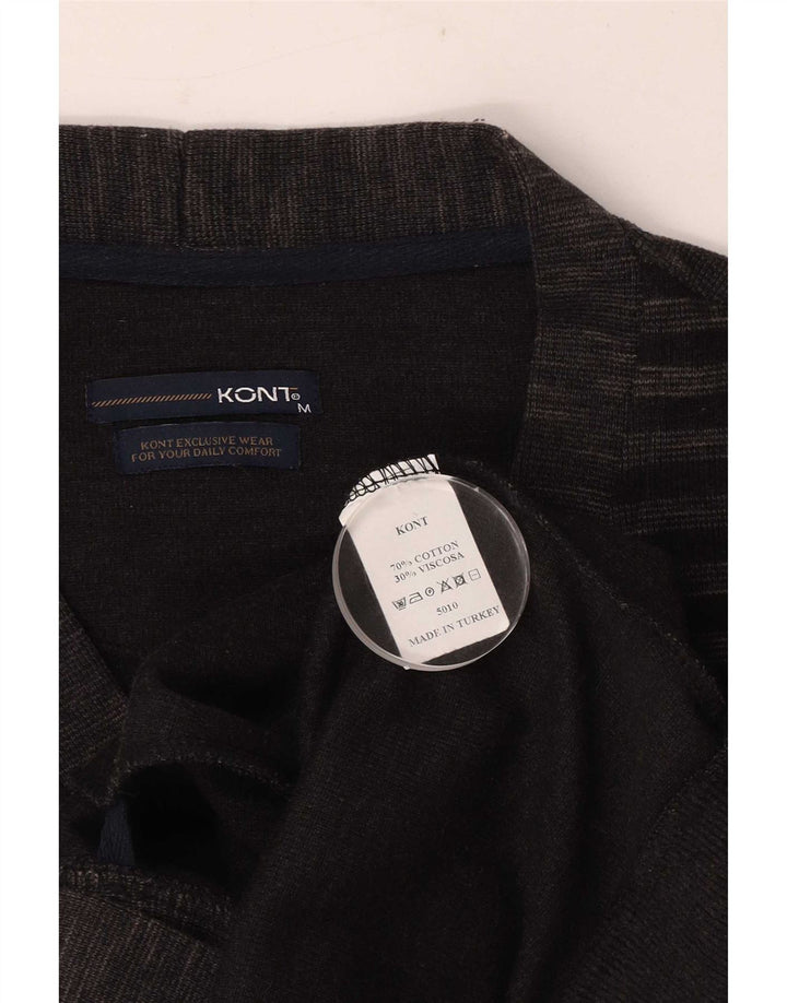Maglione cardigan da uomo vintage in cotone a righe nere medie