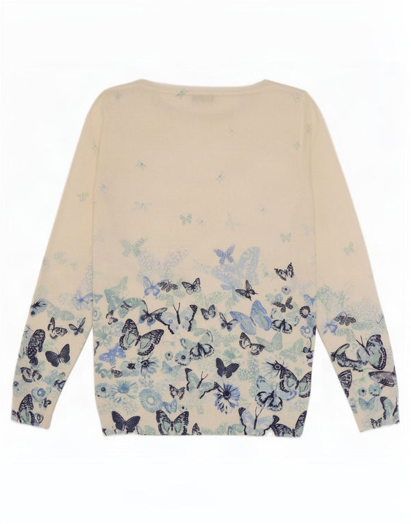 Maglione maglione con scollo a barca Petite da donna M&Co UK 16 Grande farfalla bianca