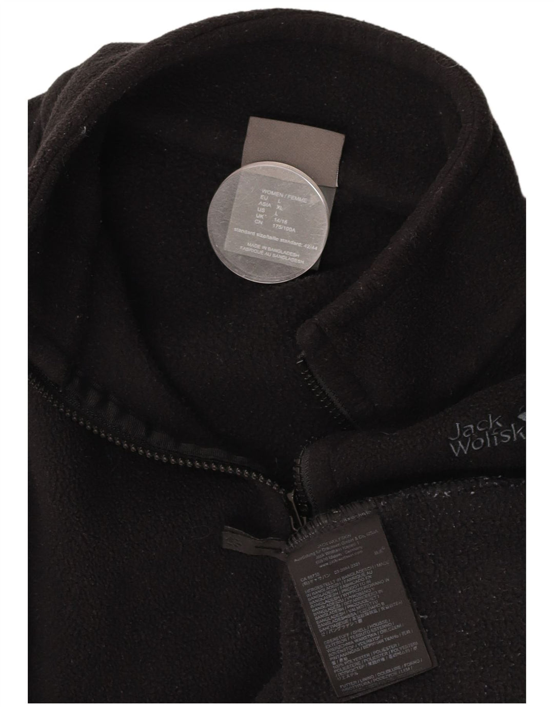 JACK WOLFSKIN Womens Fleece Jacket UK 14/16 Large Black Polyester