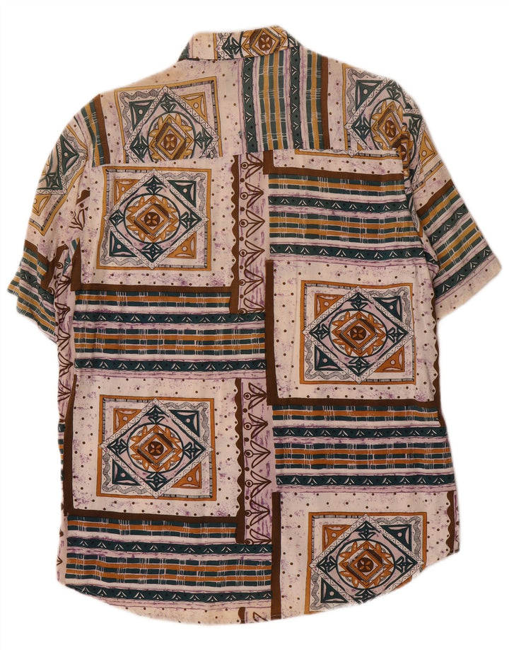Rob Roy Camicia a maniche corte da uomo in viscosa geometrica multicolore media