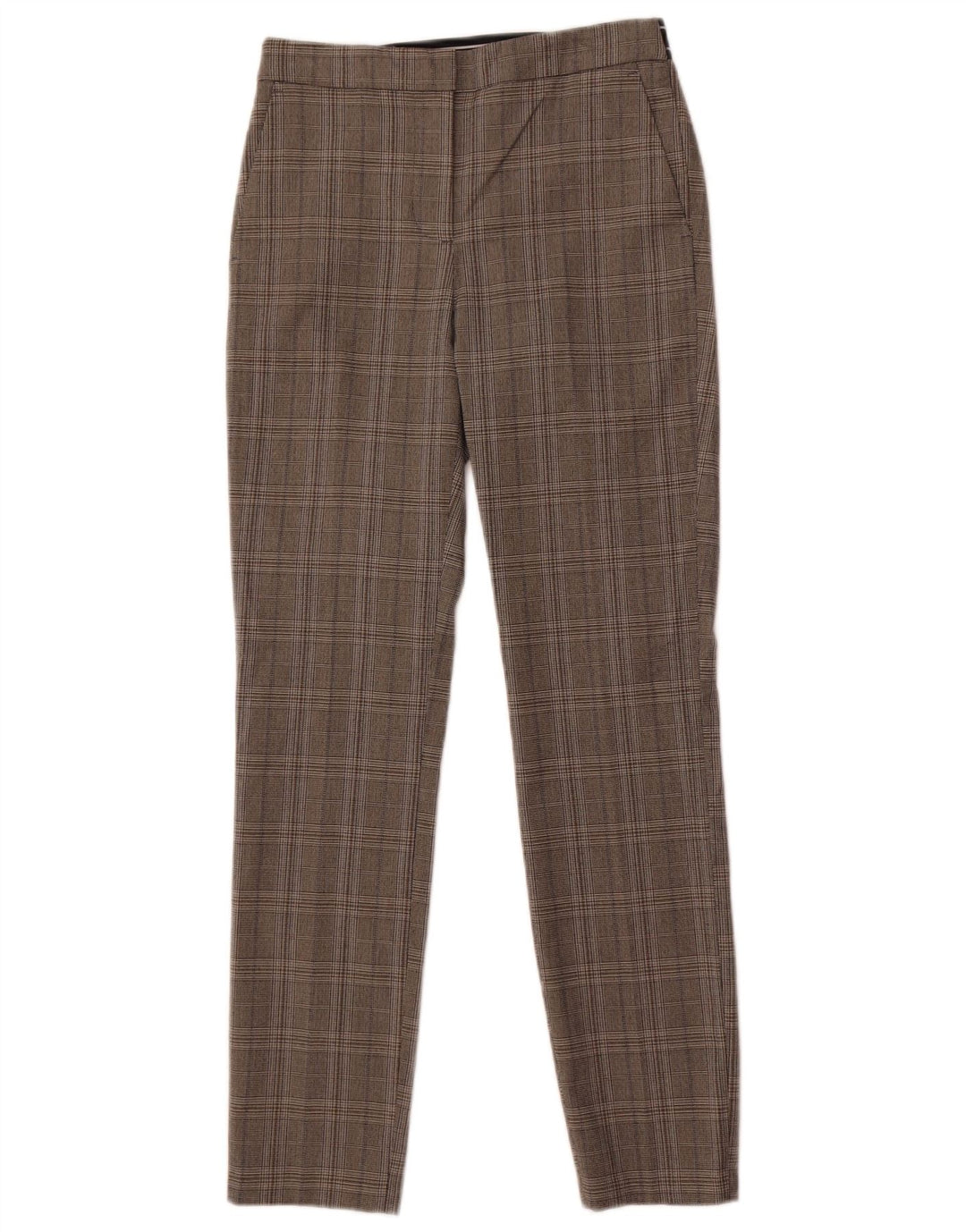 Pantaloni da abito slim da donna Zara XS W24 L27 Poliestere a quadri grigi
