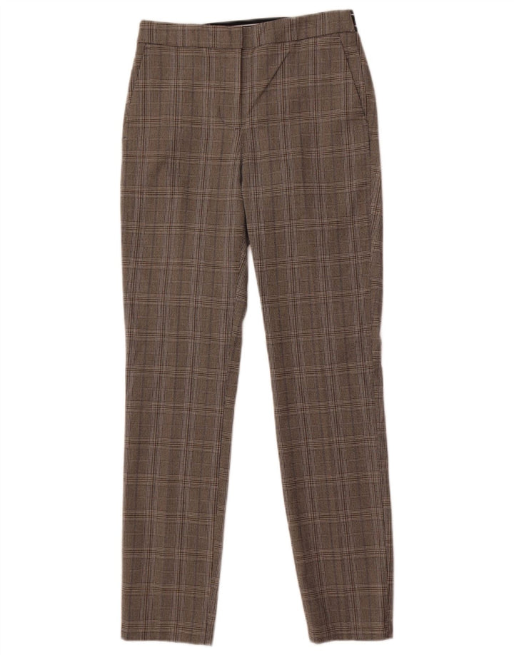 Pantaloni da abito slim da donna Zara XS W24 L27 Poliestere a quadri grigi