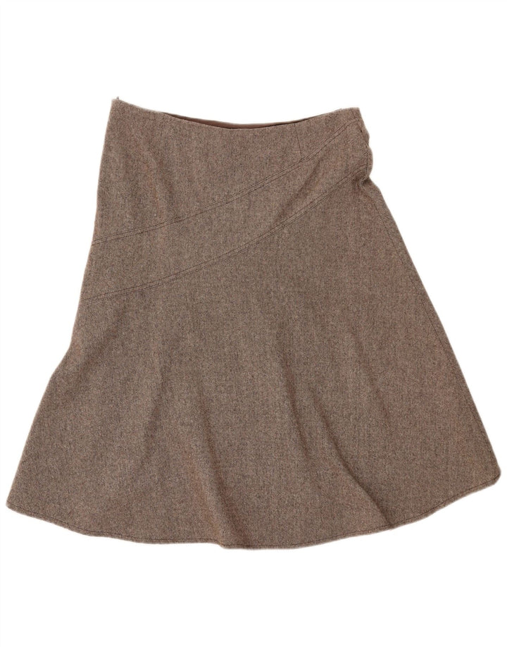 Gonna a trapezio da donna Topshop UK 12 media W32 lana marrone