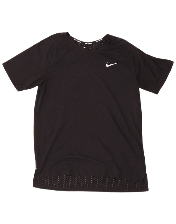T-shirt Nike da uomo Dri Fit, top in poliestere nero medio