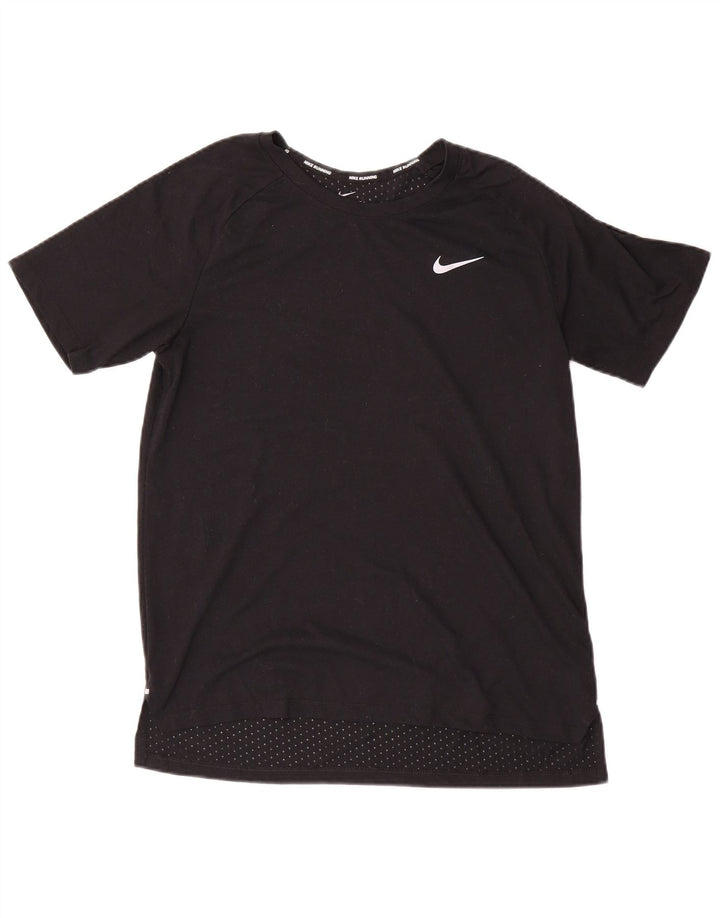 T-shirt Nike da uomo Dri Fit, top in poliestere nero medio