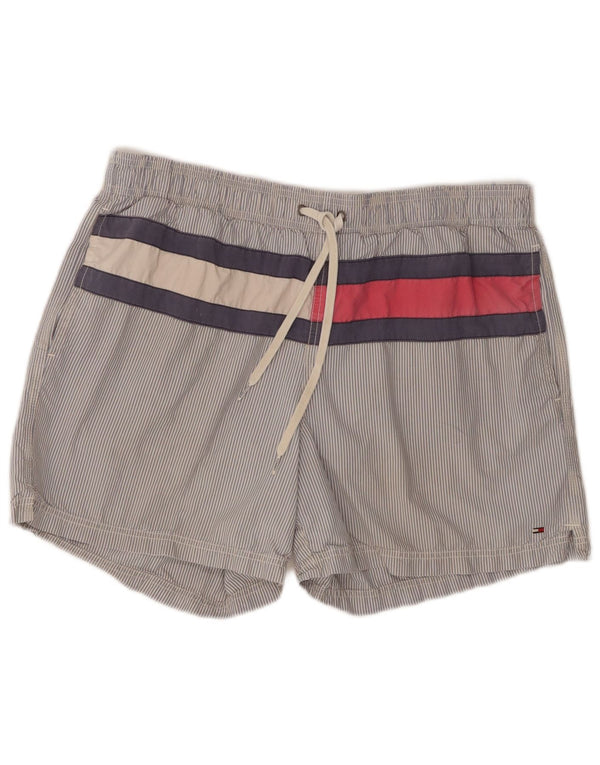 Pantaloncini da bagno da uomo Tommy Hilfiger grandi in cotone a righe blu