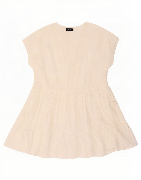 Abito a strati oversize da donna Zara UK 16 Grande cotone floreale bianco sporco