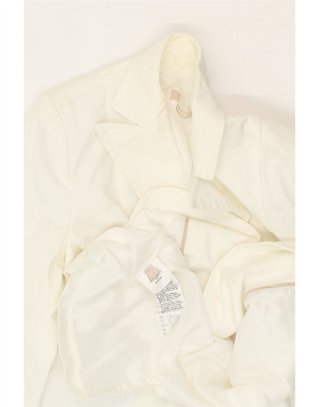 STEFANEL Womens 2 Button Blazer Jacket US 4 Small White Cotton Vintage Stefanel and Second-Hand Stefanel from Messina Hembry 