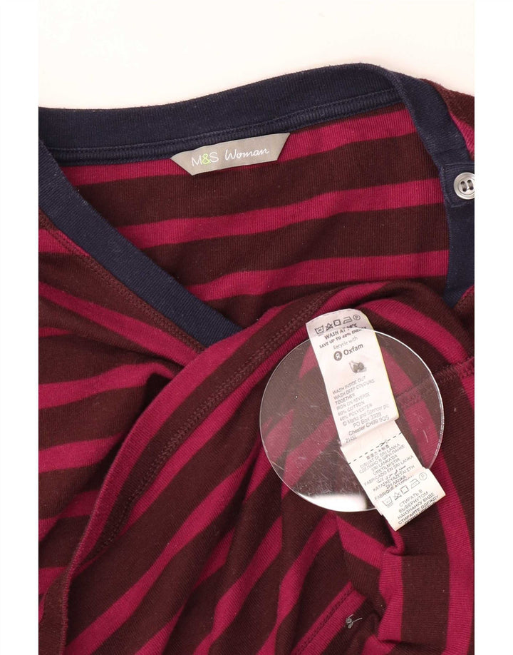 Abito basic da donna Marks & Spencer con maniche a 3/4 UK 10 Piccolo a righe bordeaux