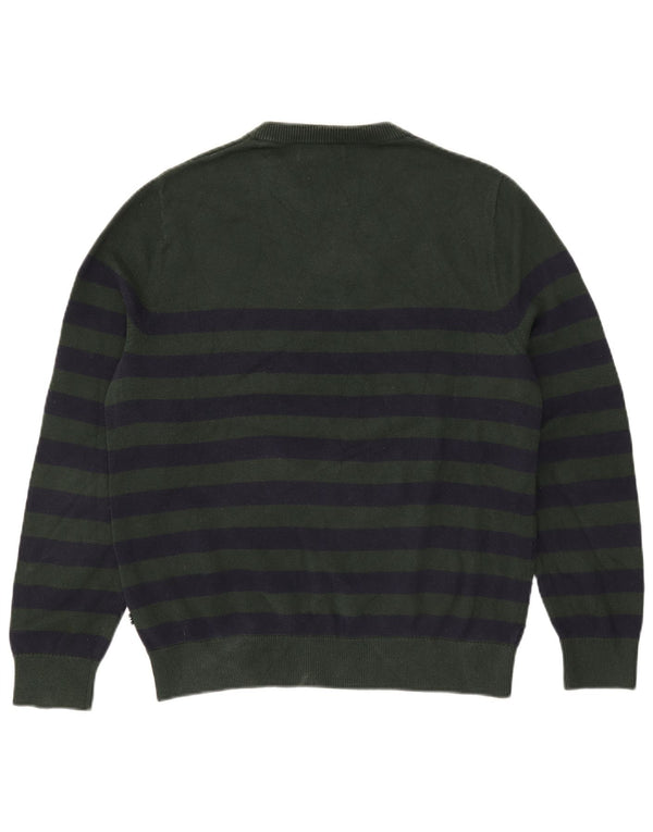 Maglione da uomo girocollo Nautica in cotone a righe verde medio