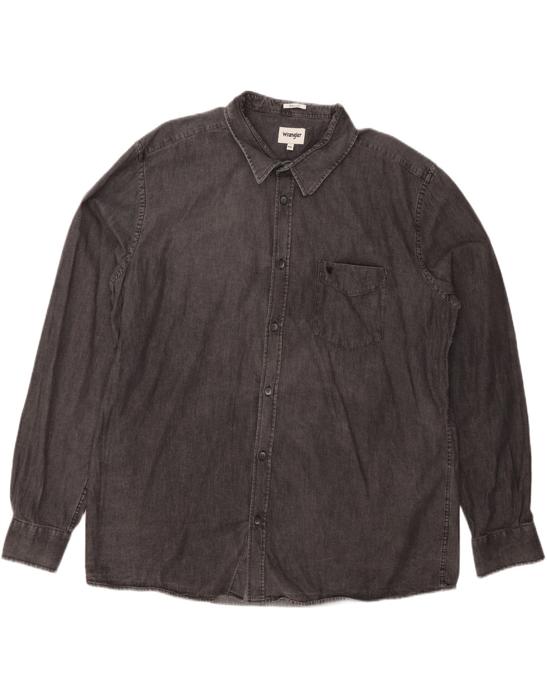 WRANGLER Mens Regular Fit Denim Shirt 2XL Grey Cotton