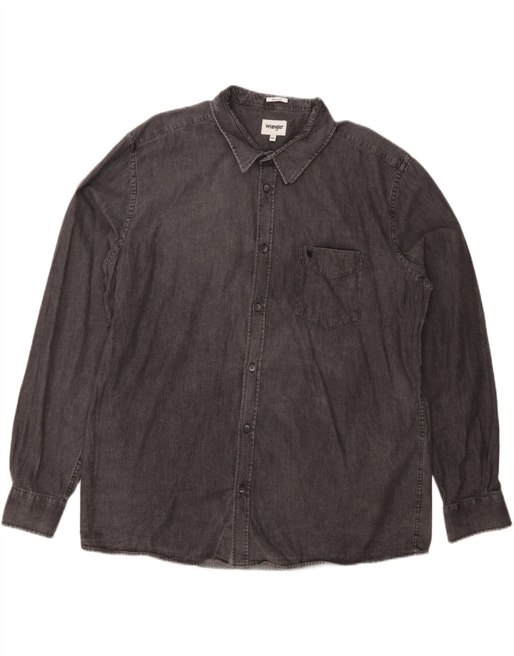 WRANGLER Mens Regular Fit Denim Shirt 2XL Grey Cotton