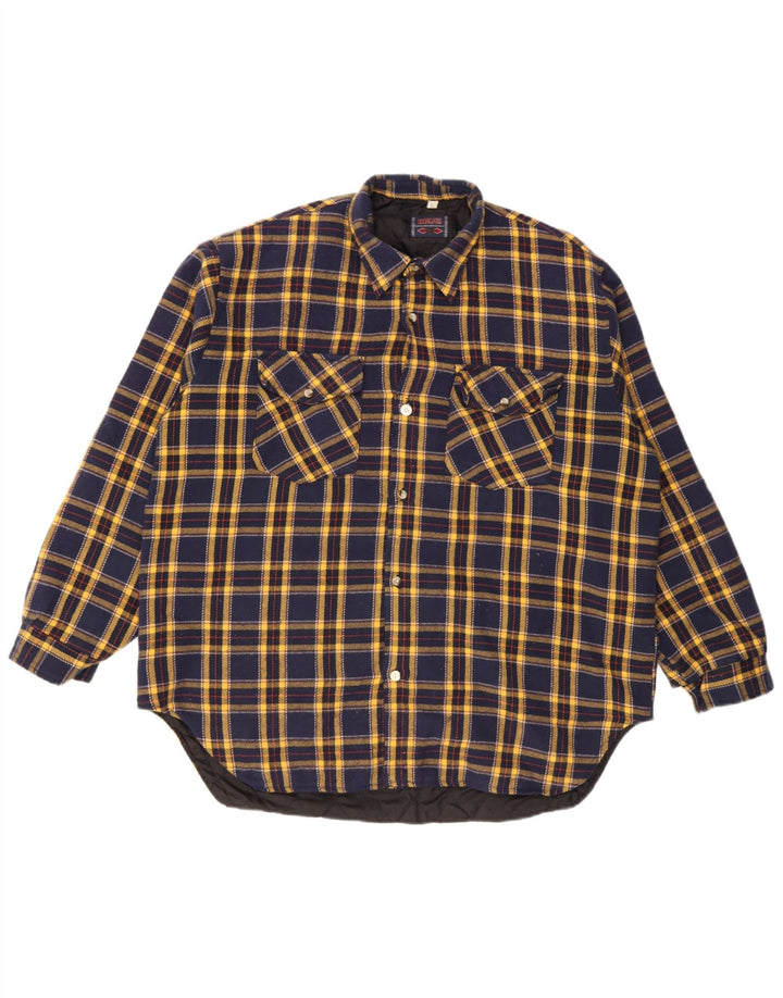 Brugi Camicia da uomo in flanella da boscaiolo, grande, in acrilico, a quadri blu navy