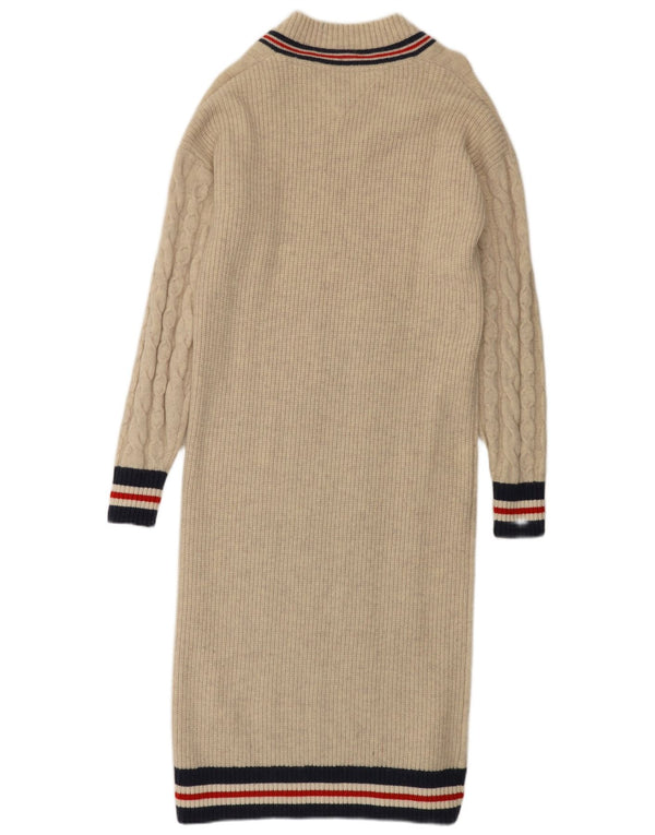 Abito maglione a maniche lunghe da donna Tommy Hilfiger UK 10 piccolo bianco