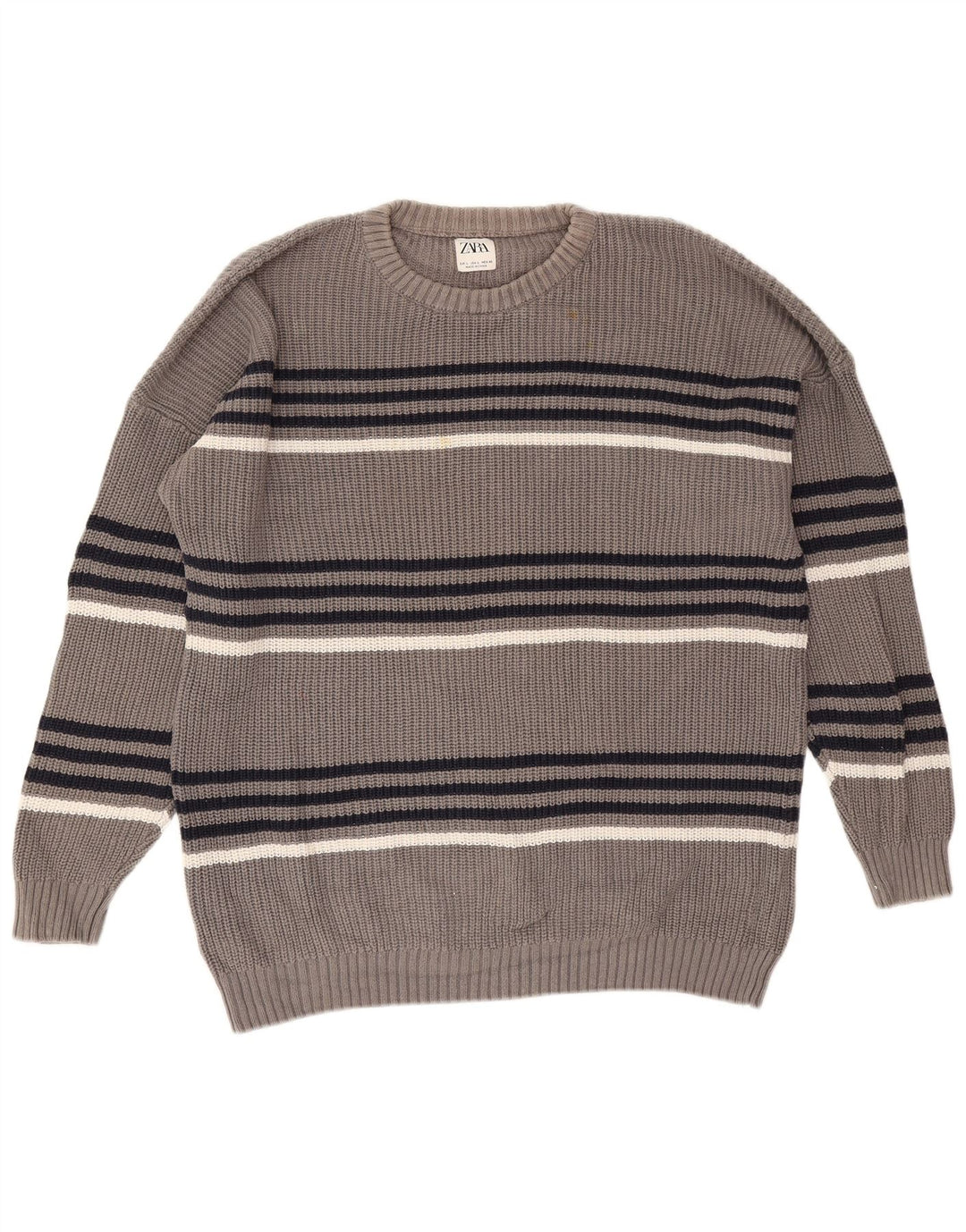 Maglione girocollo da uomo Zara a righe grandi grigie