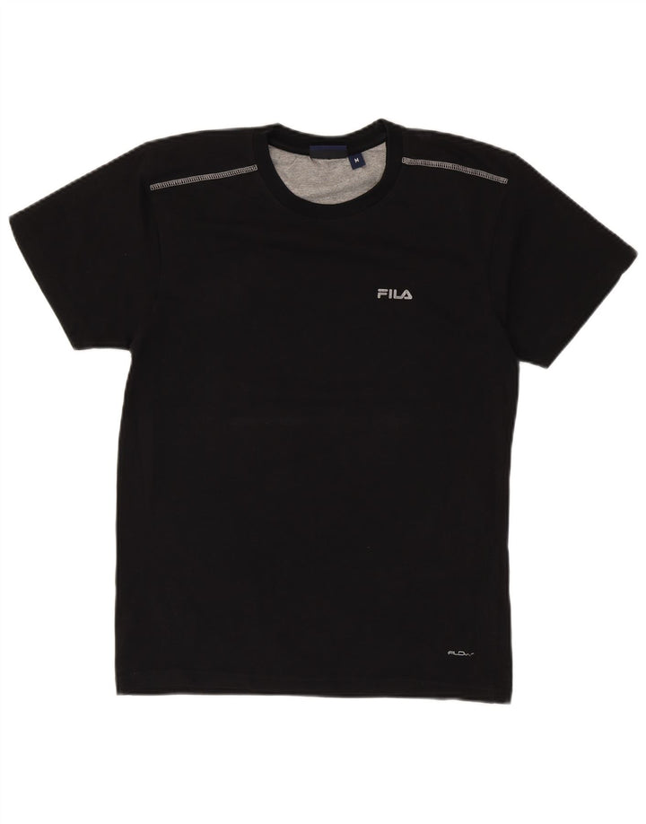 T-shirt Fila da uomo Top in cotone nero medio