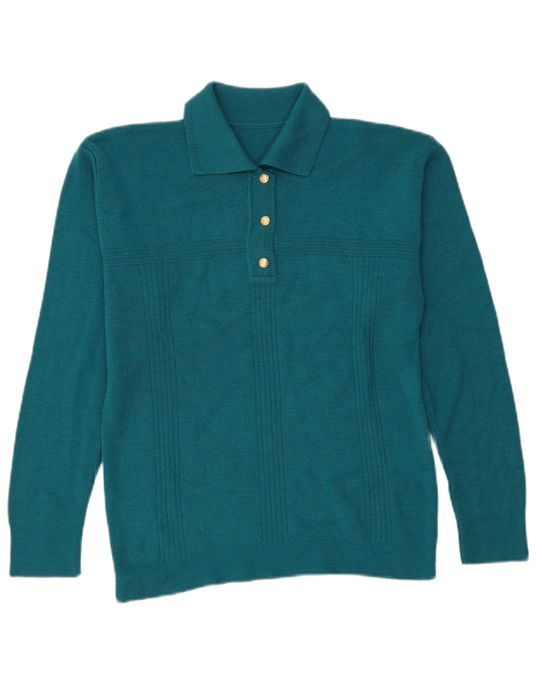 Maglione vintage da donna con collo a polo UK 14 Blu medio