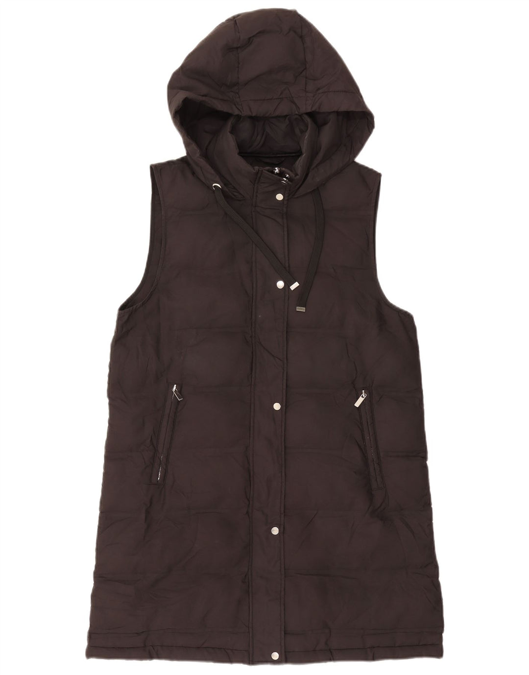 Gilet imbottito con cappuccio da donna Zara UK 14 medio nero