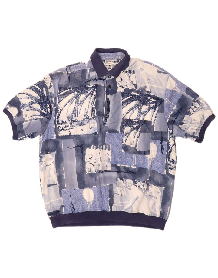 MANGO Camicia pullover a maniche corte da uomo grande patchwork blu