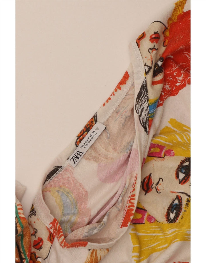 T-shirt grafica corta da donna Zara UK 14 media multicolore