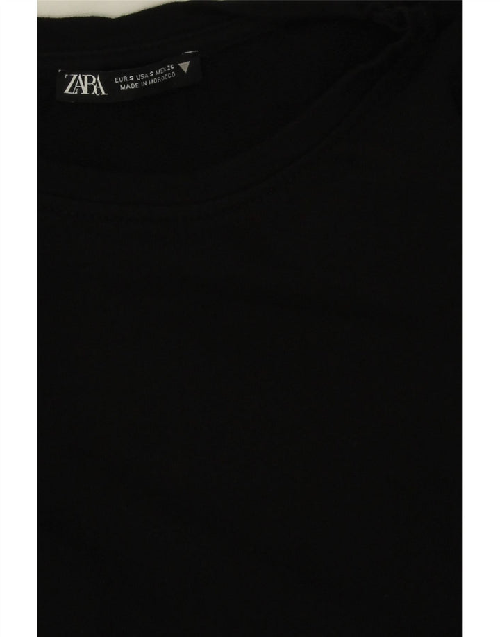 ZARA Womens Oversized Crop Top UK 10 Small Black Cotton Vintage Zara and Second-Hand Zara from Messina Hembry 