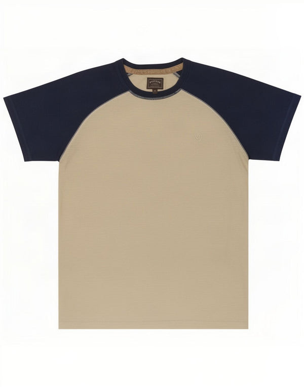 T-shirt da uomo Fat Face Top in cotone color block beige medio