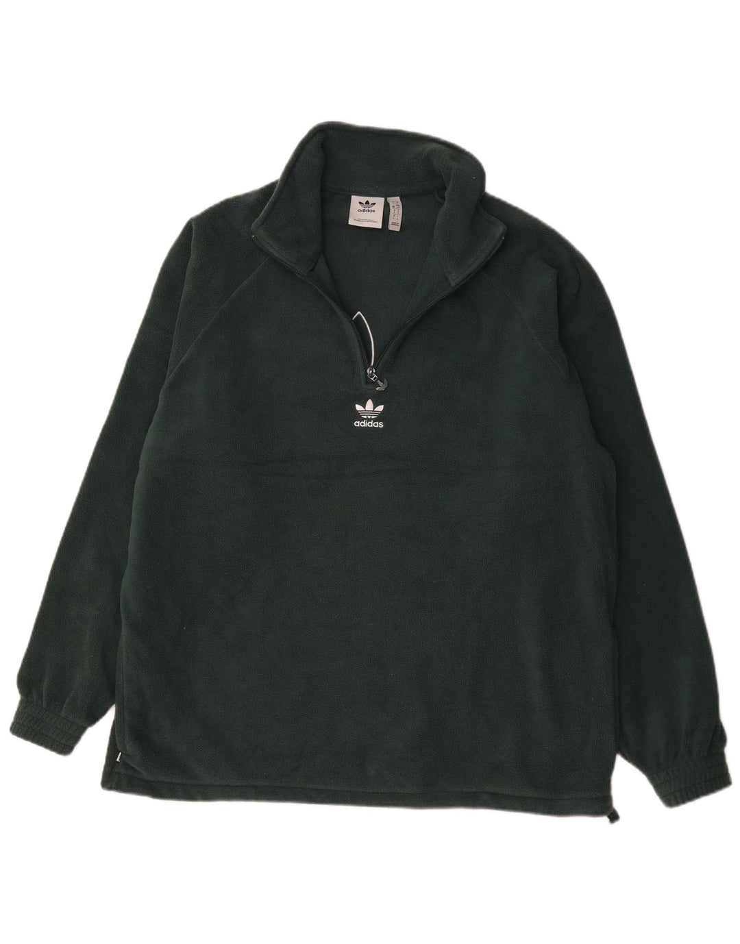 Maglione in pile Adidas da uomo con grafica con zip e collo grande in poliestere verde