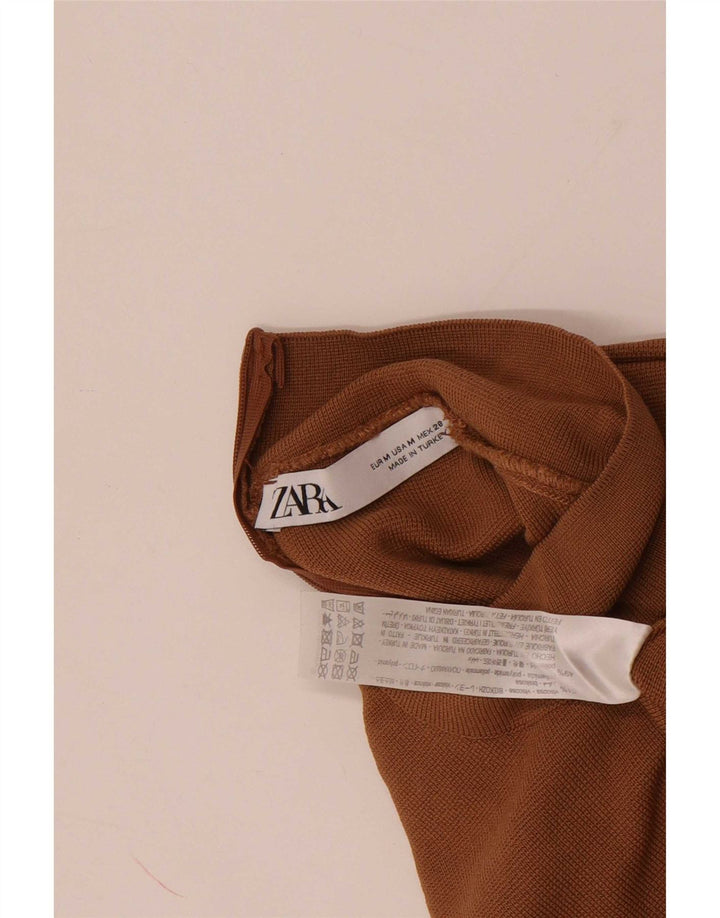 Top corto da donna Zara in camicetta UK 12 Viscosa beige medio