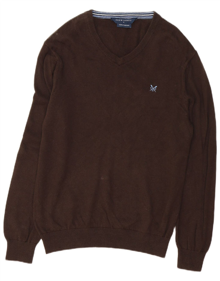 Crew Clothing Maglione da uomo con scollo a V in cotone marrone medio