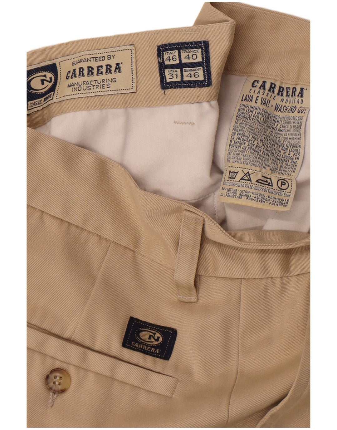 Pantaloni Chino Pegged Uomo Carrera IT 46 Small W30 L32 Cotone Beige