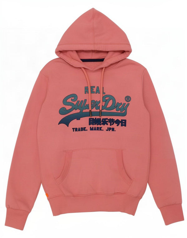 Felpa con cappuccio grafica oversize da donna Superdry UK 6 XS cotone rosa