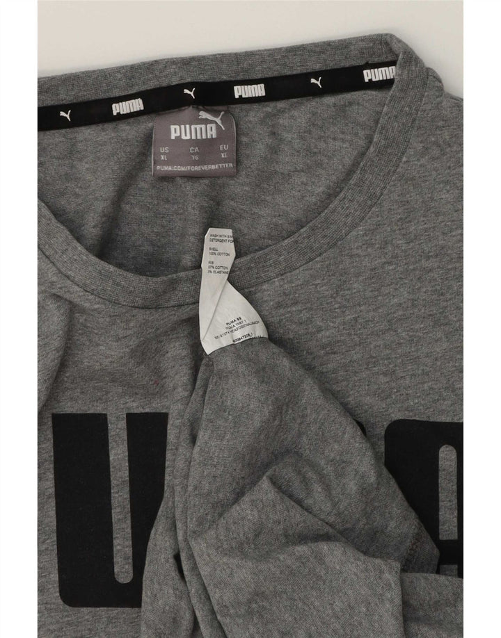 T-shirt grafica da uomo Puma Top XL in cotone grigio