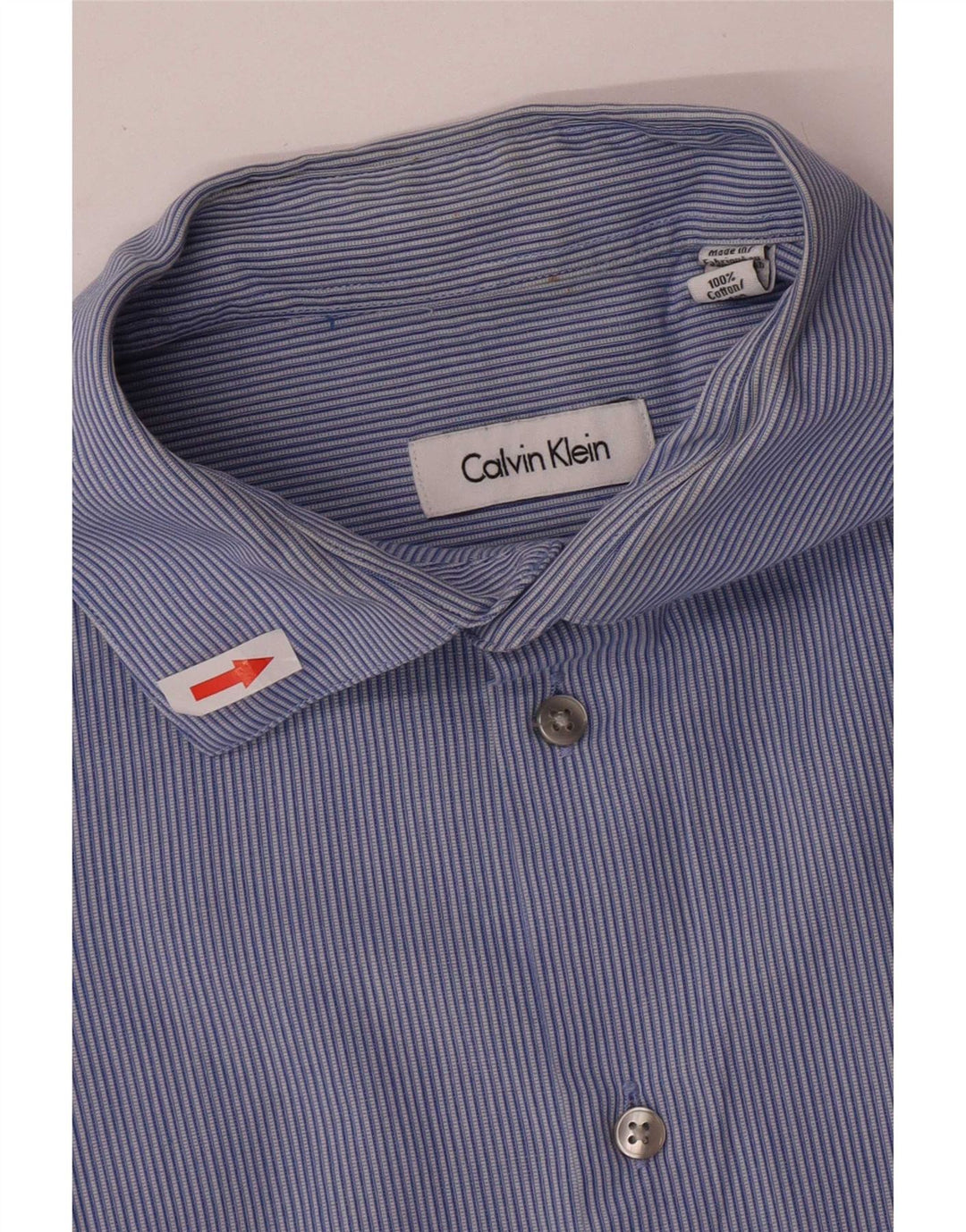 Camicia da uomo Calvin Klein taglia 17 XL in cotone a righe blu
