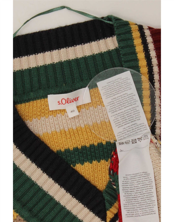 Maglione da donna con scollo a V S.Oliver EU 40 a righe multicolori medie