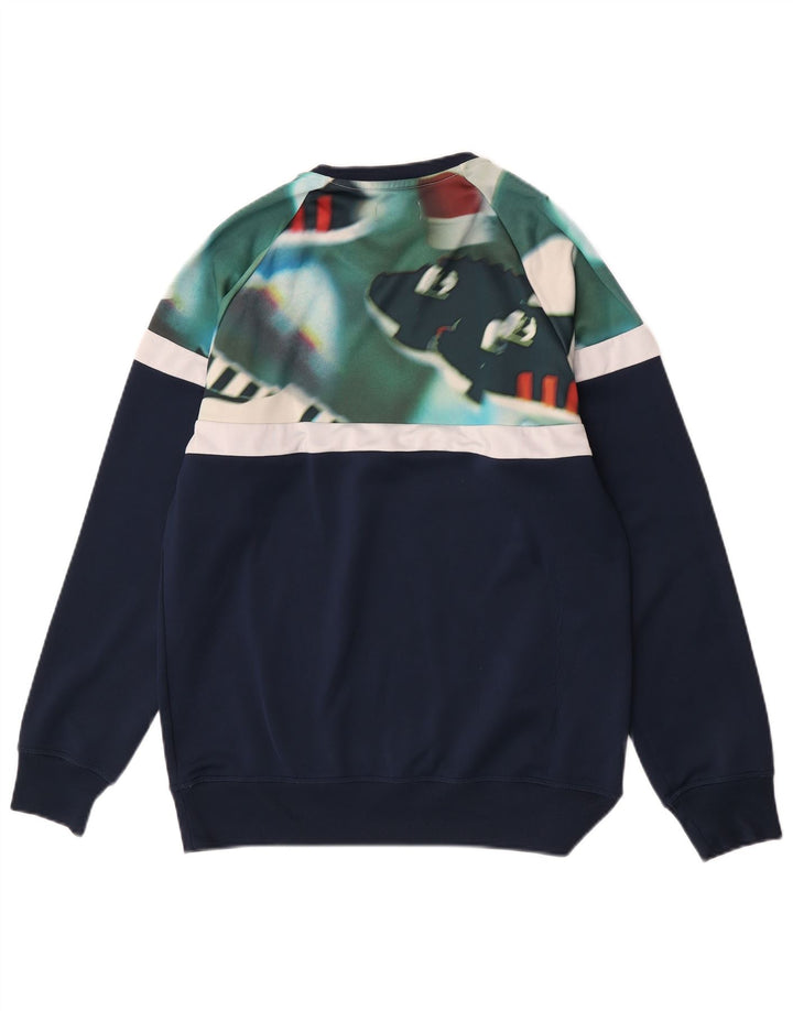 Felpa da uomo Adidas maglione medio blu navy color block in poliestere