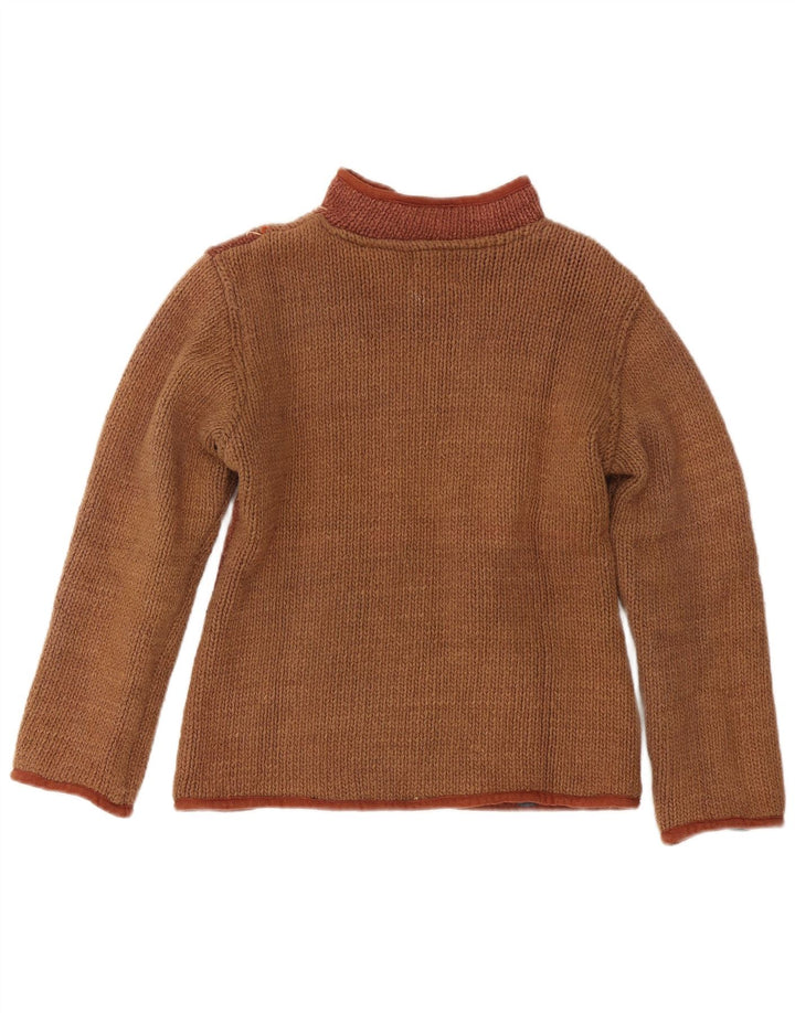 Maglione cardigan da donna vintage UK 12 Colorblock marrone medio