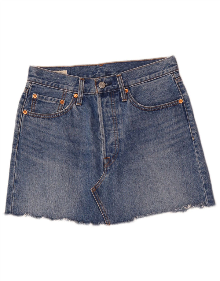 Mini gonna di jeans da donna Levi's W27 piccola in cotone blu