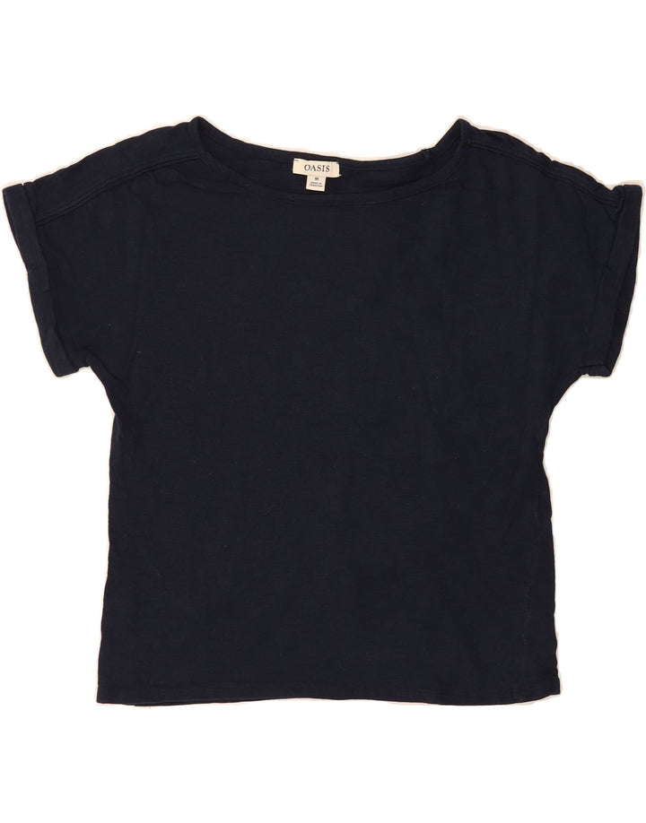 OASIS Womens T-Shirt Top UK 14 Medium Navy Blue Cotton Vintage Oasis and Second-Hand Oasis from Messina Hembry 