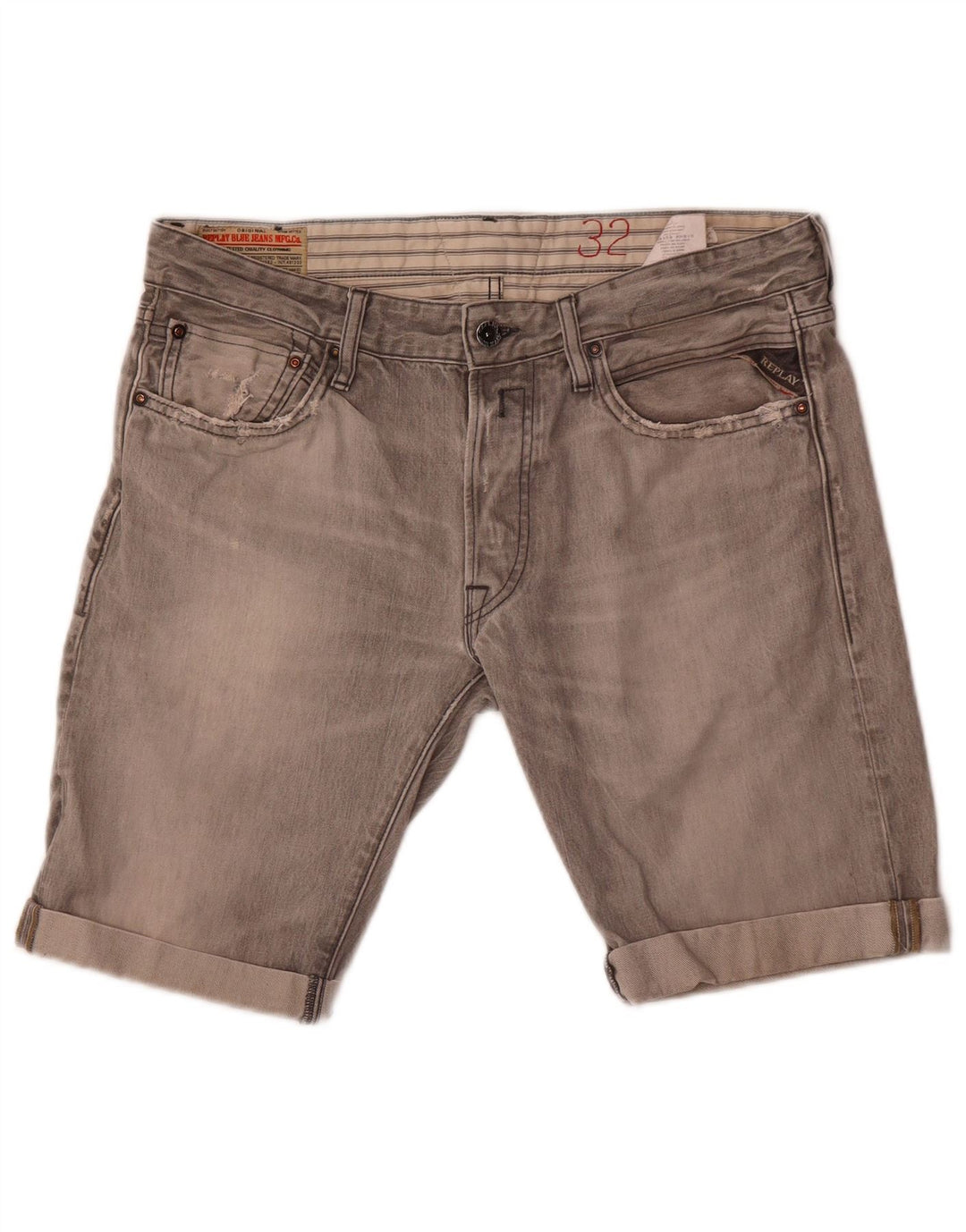 Replay Pantaloncini di jeans Lenrick da donna W32 Cotone grigio medio