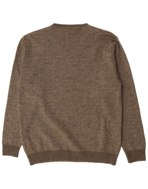 Maglione da uomo con scollo a V Rodes in lana a righe verde medio