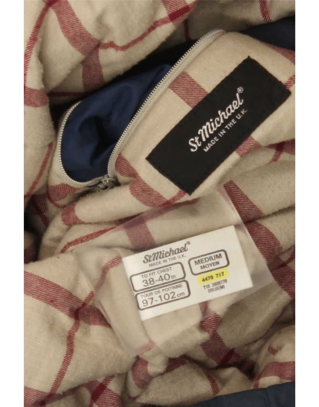 Giacca a vento da uomo dalla vestibilità ampia St Michael UK 38 Cotone medio blu navy