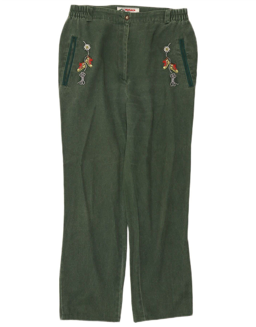 Pantaloni casual dritti da donna Alphorn EU 42 Large W30 L28 Cotone verde