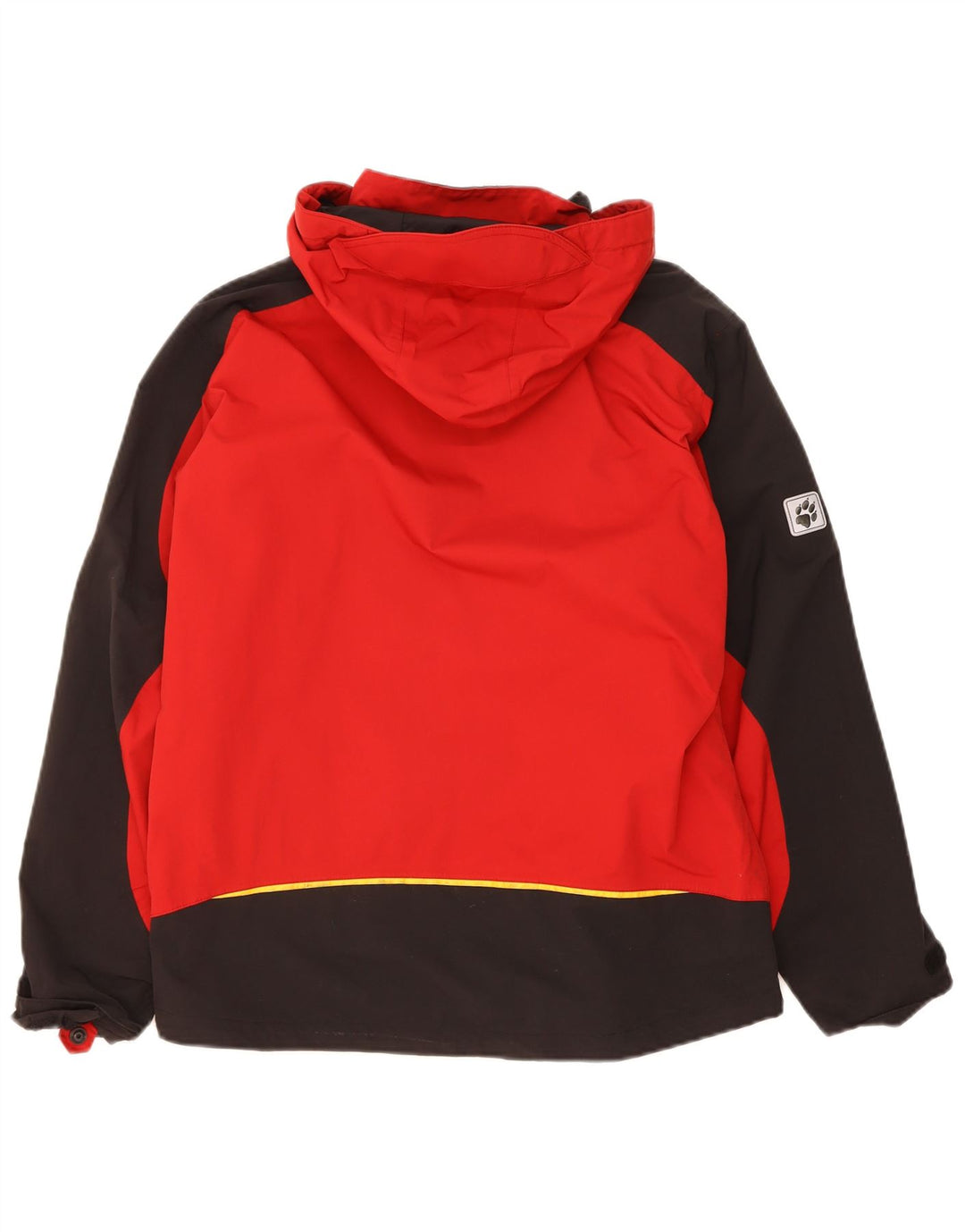 JACK WOLFSKIN Boys Hooded Windbreaker Jacket 15-16 Years Red Colourblock