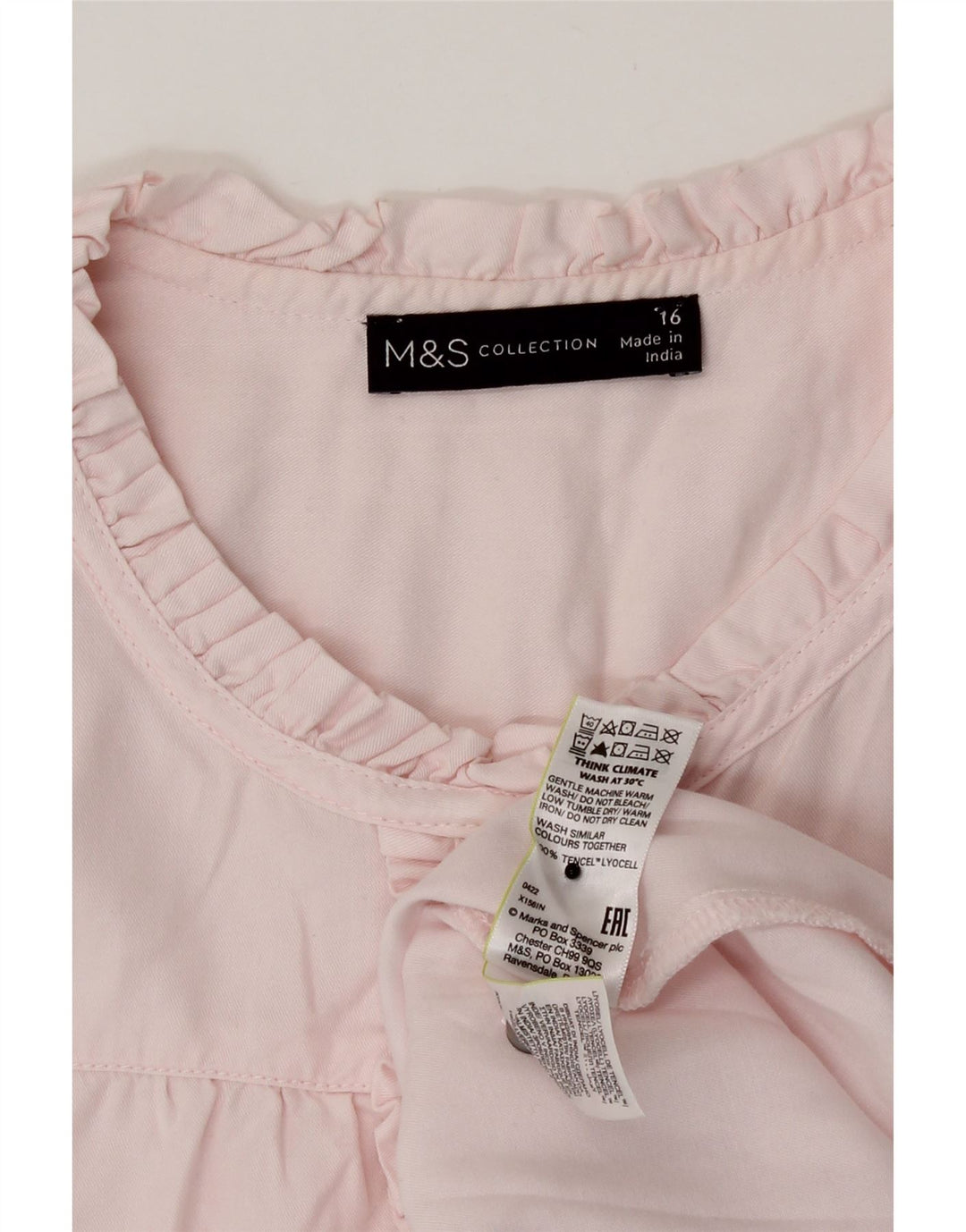 Marks & Spencer Camicetta da donna con volant sul davanti UK 16 Large Lyocell rosa